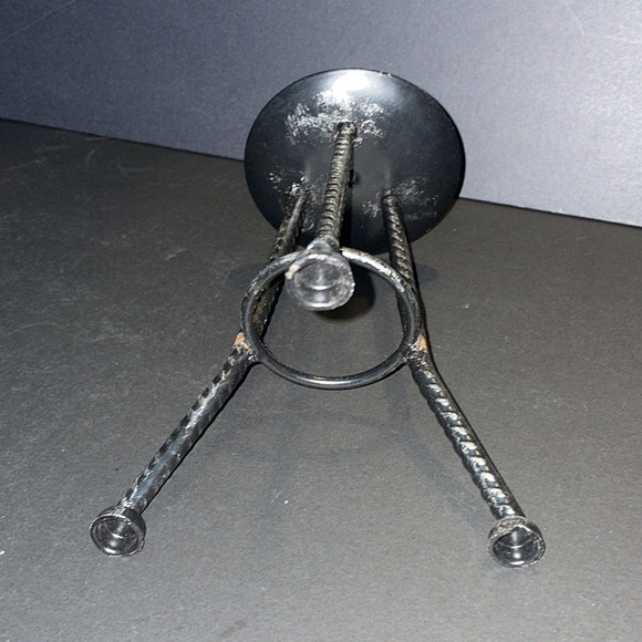 Metal Pillar Candle Holder Decorative Home Decor Distressed - Picture 4 of 6